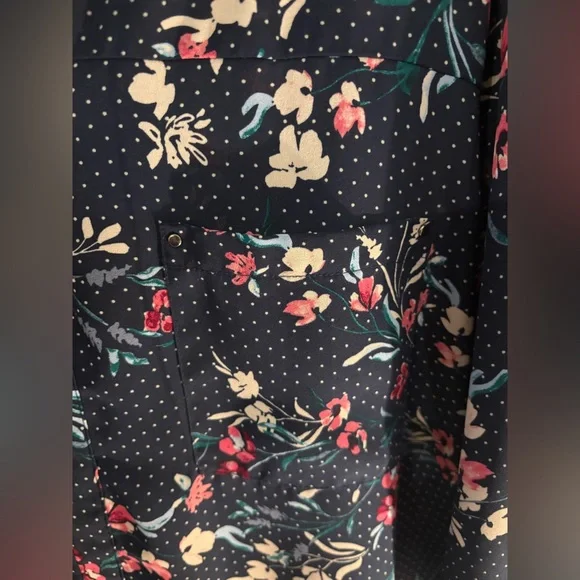 Maurices Navy Floral Polka Dot Blouse - Picture 4 of 6